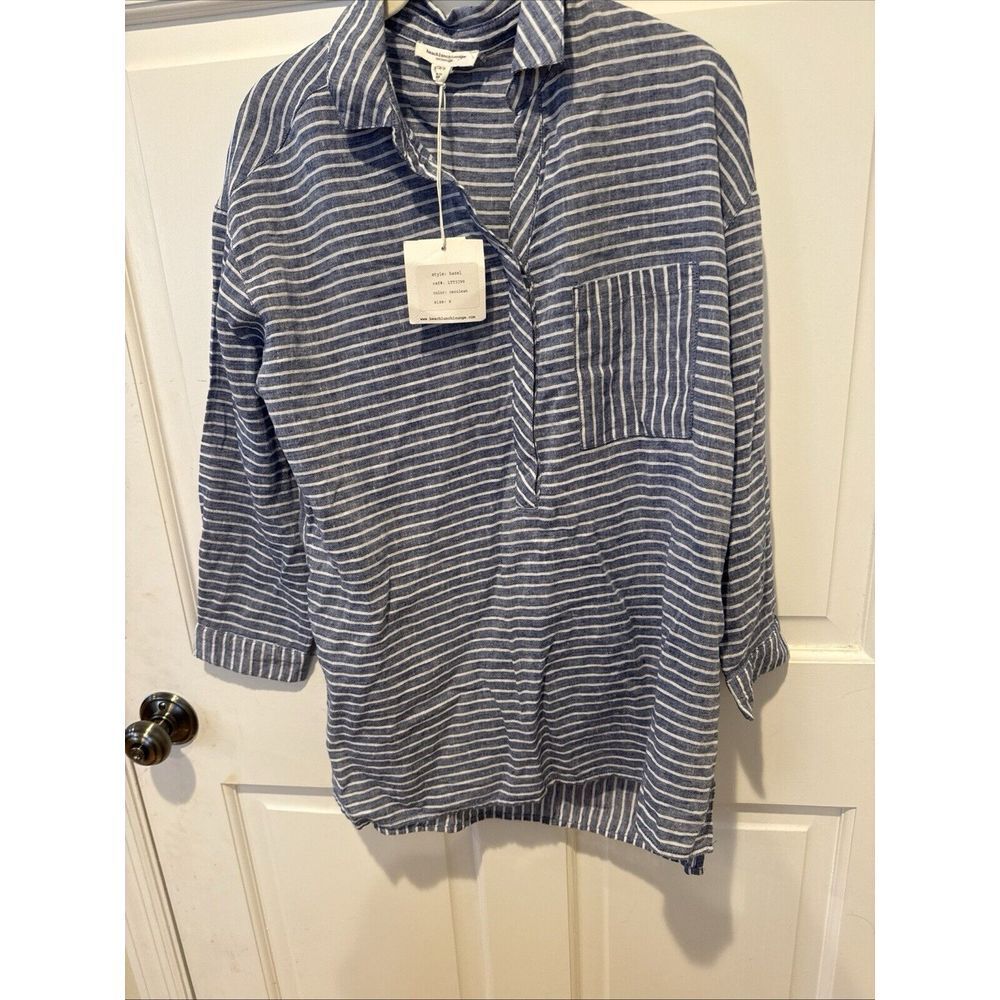 Beach Lunch Lounge Womens Cerulean Hazel Tunic Top Size Small NEW Cotton/linen